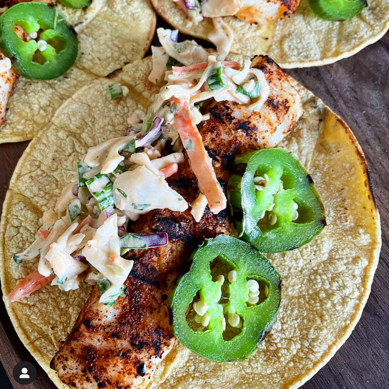 Grilled Fish Tacos With A Creamy Chipotle Sauce